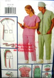 4946 BUTTERICK EZ UNISEX SCRUBS DRESS, TOP, BOTTOMS, HAT PATTERN XS-M,L-XL CHOICE